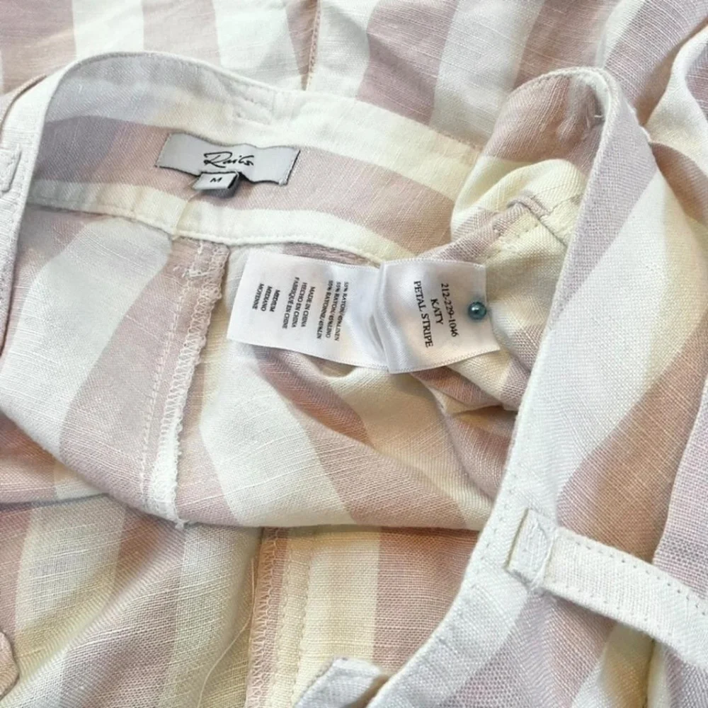 Rails Shorts Striped Rayon Linen Belted High Rise Pink White (M)